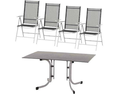 Gartenmöbelset Siena Garden 4 -Sitzer bestehend aus: 4 Stühle,Tisch Metall silber