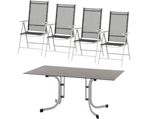 Gartenmöbelset Siena Garden 4 -Sitzer bestehend aus: 4 Stühle, Klapptisch Metall silber