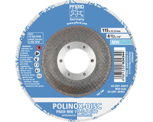 Disque de nettoyage moyennement souple PFERD PNER SIC Ø 115x22,23 mm