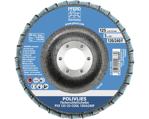 Disque de nettoyage PFERD PVZ céramique Ø 125x22,23 mm granulométrie CO-COOL 120/A 240 F