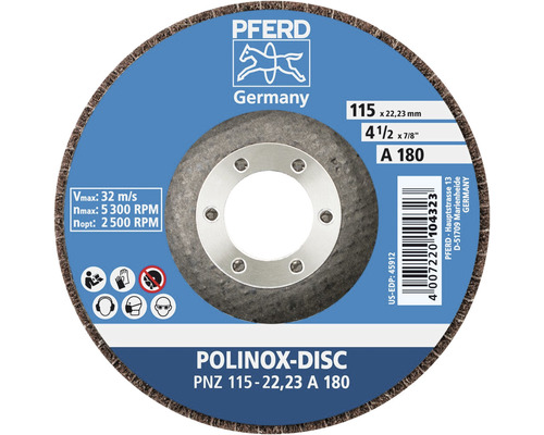 Disque de nettoyage PFERD PNZ Ø 115x22,23 mm granulométrie 180