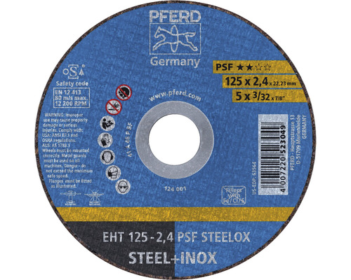 Disque à tronçonner PFERD EHT PSF STEELOX Ø 125x2,4x22,23 mm