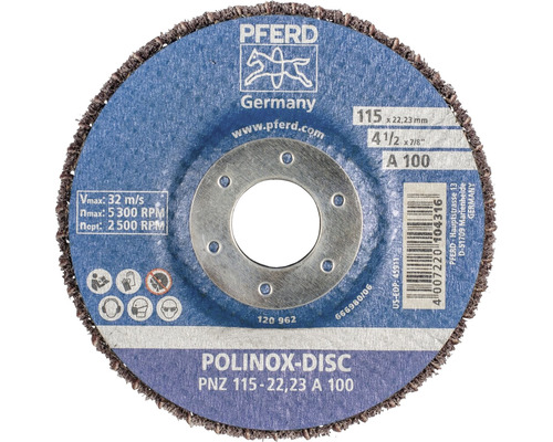 Disque de nettoyage PFERD PNZ Ø 115x22,23 mm granulométrie 100