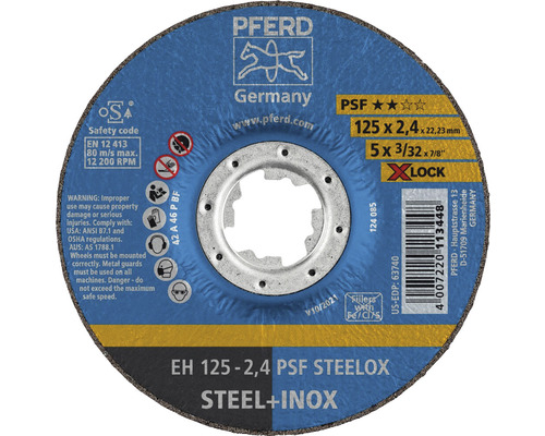 Disque à tronçonner PFERD EH PSF STEELOX acier/inox Ø 125x22,23 mm, fixation X-LOCK