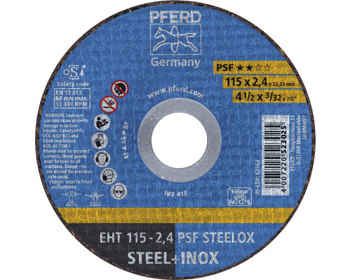 Disque à tronçonner PFERD EHT PSF STEELOX Ø 115x2,4x22,23 mm