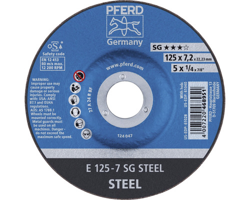 Disque à ébarber PFERD SG STEEL acier Ø 125x22,23 mm