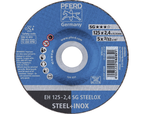 Disque à tronçonner PFERD EH SG STEELOX acier/inox Ø 125x22,23 mm