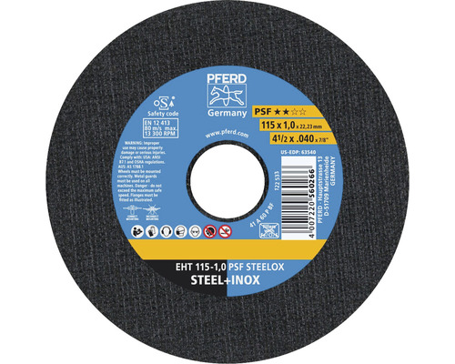 Disque à tronçonner PFERD EHT PSF STEELOX Ø 115x22,23 mm