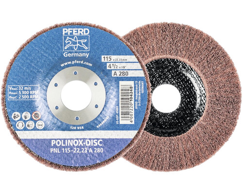 Disque abrasif Pferd Polinox, grain A 280, diamètre 115 mm