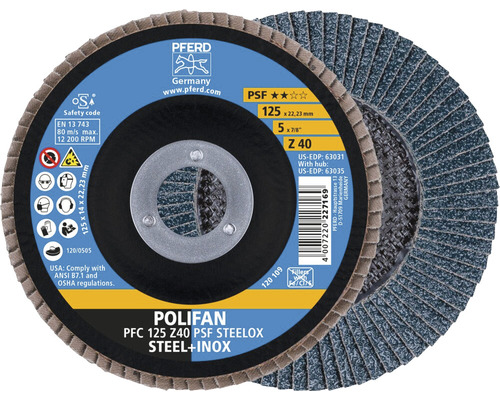 Pferd Polifan Lamellenscheibe, Durchmesser 125 Millimeter, Körnung 40