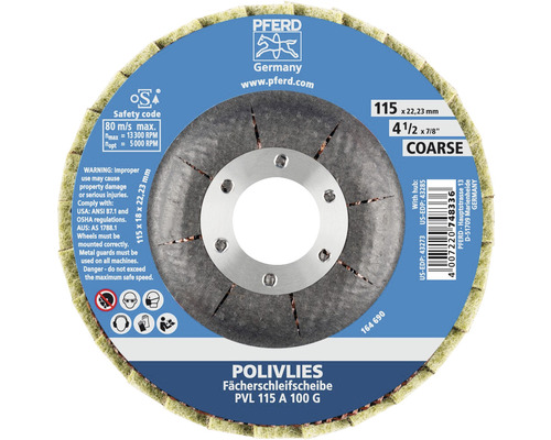 Disque de nettoyage PFERD PVL Ø 115x22,23 mm granulométrie 100 G