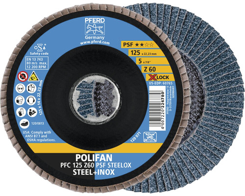 Pferd Polifan Schleifscheibe 125 Millimeter Z60 X-Lock für Stahl und Edelstahl