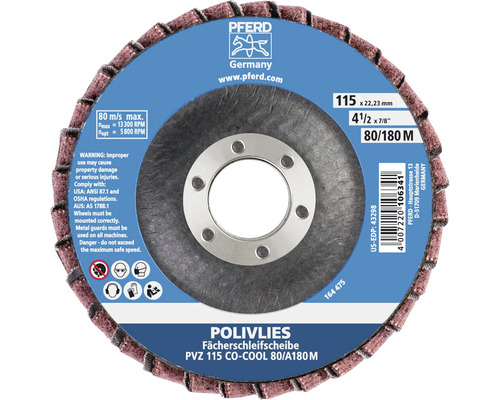 Disque de nettoyage PFERD PVZ céramique Ø 115x22,23 mm granulométrie CO-COOL 80/A 180 M