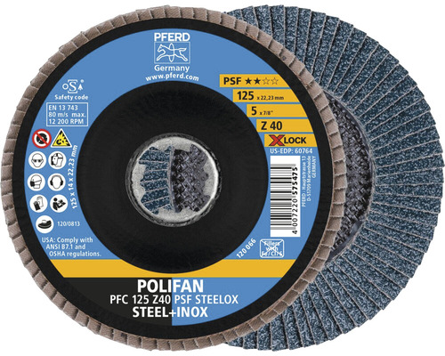 Pferd Polifan Meule à lamelles avec fixation X-Lock, 125 millimètres, grain 40