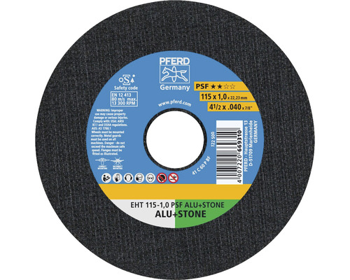 Disque à tronçonner PFERD EHT PSF ALU+STONE Ø 115x22,23 mm