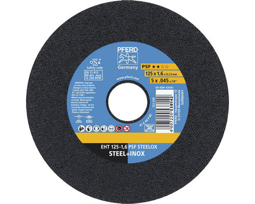 Disque à tronçonner PFERD EHT PSF STEELOX Ø 125x1,6x22,23 mm