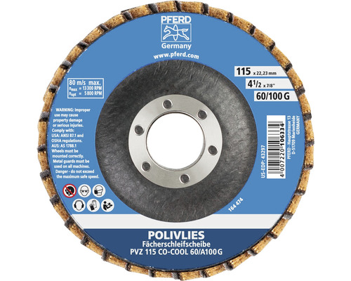 Disque de nettoyage PFERD PVZ céramique Ø 115x22,23 mm granulométrie CO-COOL 60/A 100 G