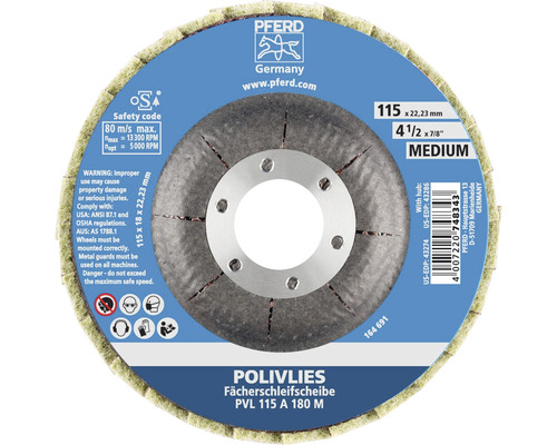 Disque de nettoyage PFERD PVL Ø 115x22,23 mm granulométrie 180 M