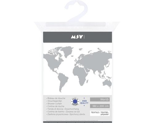 MSV Duschvorhang mit Weltkarte, 180 mal 200 cm
