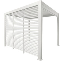 Pergola de terrasse en aluminium blanc avec lames