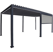 Pergola avec toit à lamelles et panneau latéral