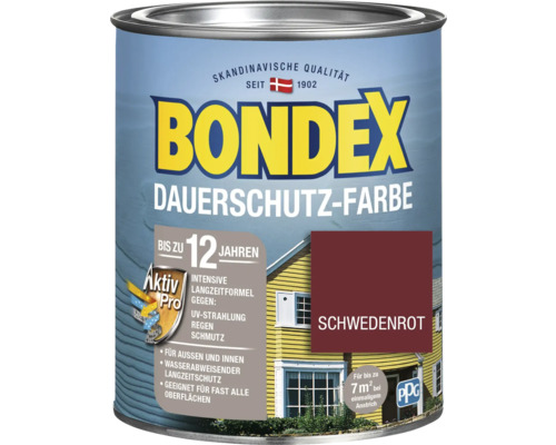 BONDEX Holzfarbe-Dauerschutzfarbe schwedenrot 750 ml