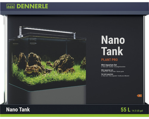 Aquarium DENNERLE Nano Tank Plant Pro 55 l, éclairage LED Chihiros A II 451 avec filtre intérieur, vitre de couverture, support de sécurité, brochure pour débutant,