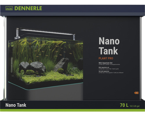Aquarium DENNERLE Nano Tank Plant Pro 70 l, éclairage LED Chihiros A II 501 avec filtre intérieur, vitre de couverture, support de sécurité, brochure pour débutant,