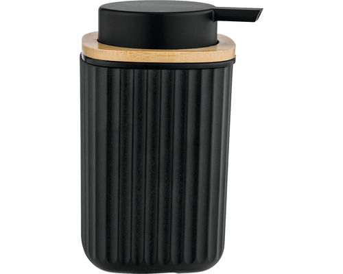 Distributeur de savon noir avec couvercle en bambou