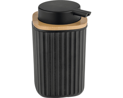 Distributeur de savon noir avec couvercle en bambou