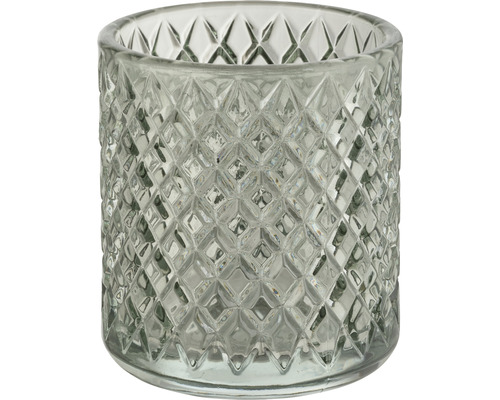 Photophore en verre avec motif losanges