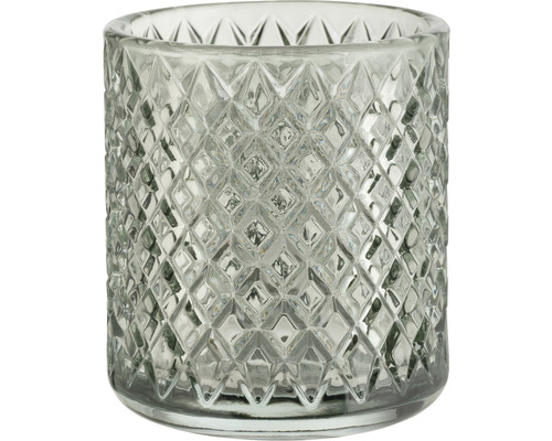 Photophore en verre avec motif losanges