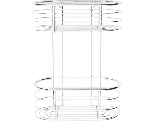 Étagère de douche chromée avec deux tablettes