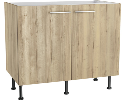 Spülenschrank Optifit Erik290 BxTxH 100 x 58,4 x 87 cm Frontfarbe wildeiche strukturiert matt Korpusfarbe wildeiche