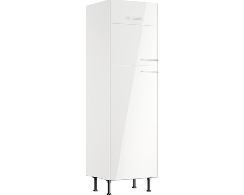 Meuble pour réfrigérateur encastrable 145 Optifit Rurik986 60 x 58,4 x 211,8 cm façade blanc brillant corps blanc butée réversible