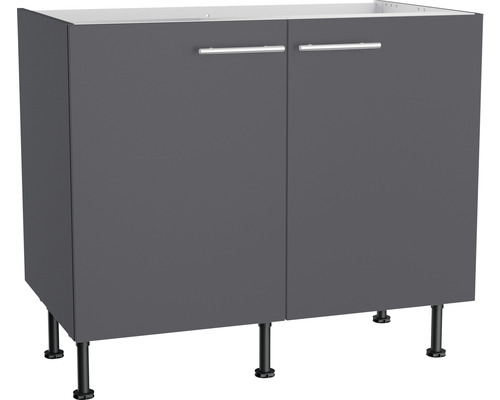 Spülenschrank Optifit Ingvar420 BxTxH 100 x 58,4 x 87 cm Frontfarbe anthrazit matt Korpusfarbe grau