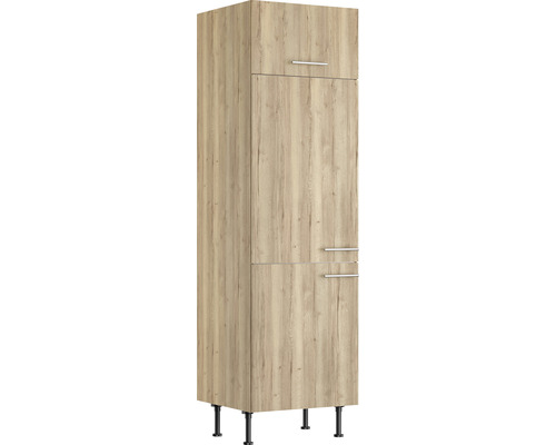 Meuble pour réfrigérateur encastrable 88 Optifit Erik290 60 x 58,4 x 211,8 cm façade chêne sauvage structuré mat corps chêne sauvage