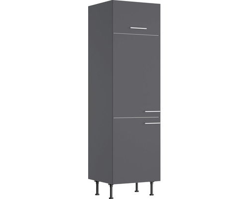 Meuble pour réfrigérateur encastrable 88 Optifit Ingvar420 60 x 58,4 x 211,8 cm façade anthracite mat corps gris