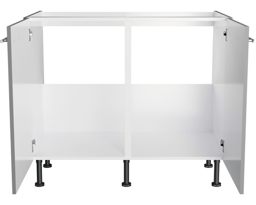 Waschtischunterschrank mit offenen Türen und vier Füßen