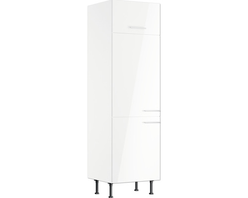 Meuble pour réfrigérateur encastrable 88 Optifit Rurik986 60 x 58,4 x 211,8 cm façade blanc brillant corps blanc butée réversible