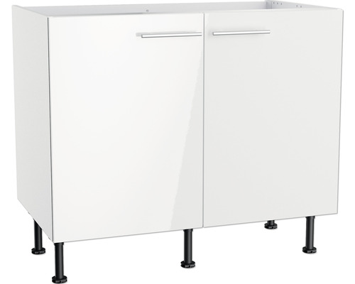 Meuble sous-évier Optifit Rurik986 100 x 58,4 x 87 cm façade blanc brillant corps blanc