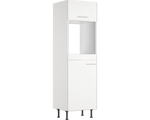 Optifit Backofen/Kühlumbauschrank für 88er Einbaukühlschrank Bengt932 BxTxH 60 x 58,4 x 211,8 cm weiß matt zerlegt Anschlag reversibel KFBE HOMK660-8+ Küchenhochschrank mit Tür, Schublade, Gerätefach und Füßen