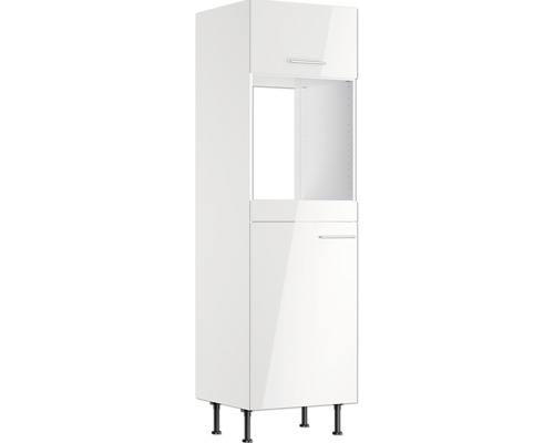 Optifit Backofen/Kühlumbauschrank für 88er Einbaukühlschrank Rurik986 BxTxH 60 x 58,4 x 211,8 cm weiß glänzend zerlegt Anschlag reversibel KFRU HOMK660-8+ Küchenhochschrank mit Regalfach und zwei Türen