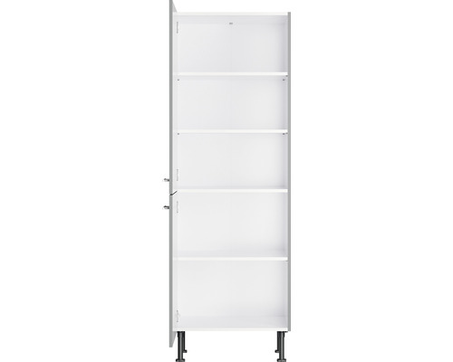 Armoire haute ouverte avec étagères et pieds