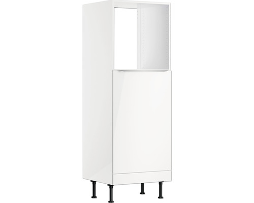 Optifit Backofen/Kühlumbauschrank für 88er Einbaukühlschrank Arvid986 BxTxH 60 x 58,4 x 176,6 cm weiß glänzend zerlegt Anschlag reversibel KFAV MH660-8+ Küchenhochschrank mit Tür und offenem Fach