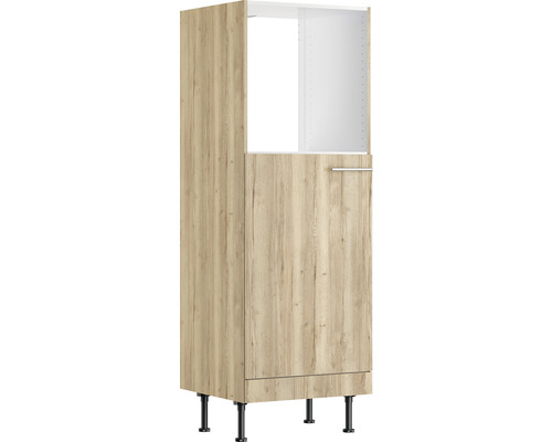 Optifit Backofen/Kühlumbauschrank für 88er Einbaukühlschrank Erik290 BxTxH 60 x 58,4 x 176,6 cm wildeiche strukturiert matt zerlegt Anschlag reversibel KFER MH660-8+ Küchenhochschrank mit Tür und offenem Fach