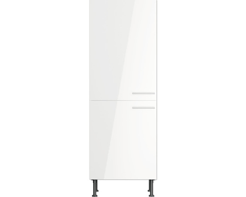 Armoire haute blanche avec deux portes et poignées
