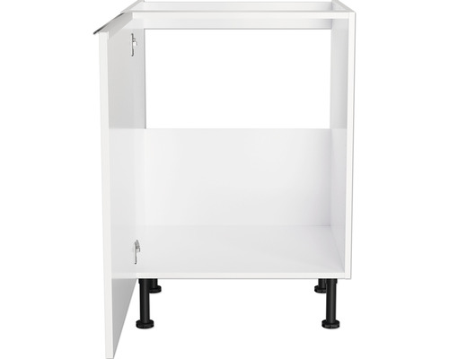 Weißer Küchenunterschrank mit schwarzen Füßen