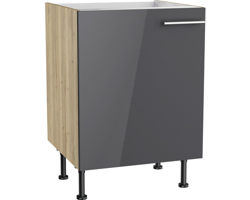 Optifit Spülenschrank Jonte984 BxTxH 60x58,4x87 cm anthrazit glänzend zerlegt Anschlag reversibel (links oder rechts montierbar)