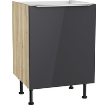 Optifit Spülenschrank Linus984 BxTxH 60 x 58,4 x 87 cm anthrazit glänzend zerlegt Anschlag reversibel KFLI SPL606-8+
